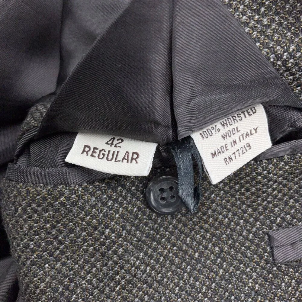 Pronto Uomo Blazer Men 42R Gray Tan‎ Career Lanificio Galtes Wool Italy VTG